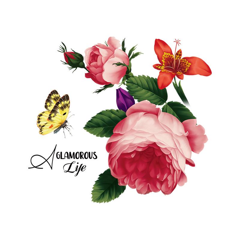 

Наклейки на стену с изображением цветка камелии, самоклеящиеся наклейки для спальни, гостиной, туалета, дверей, дивана, фона, декора 30x30CM разноцветный