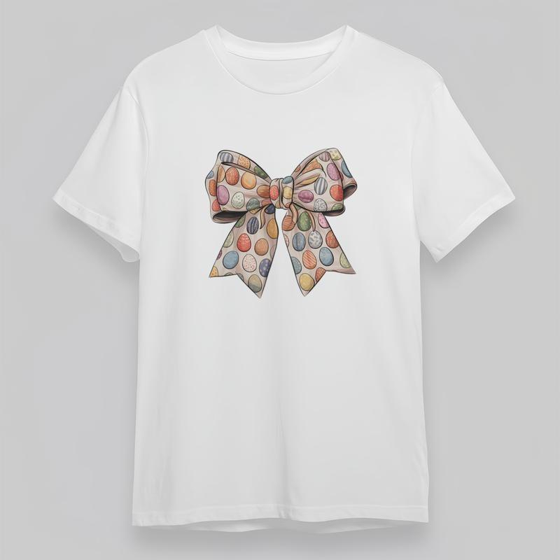 

Women s Oversize Soft Trend Comfortable T-Shirt Colorful Bow Z Letter Design Tee L