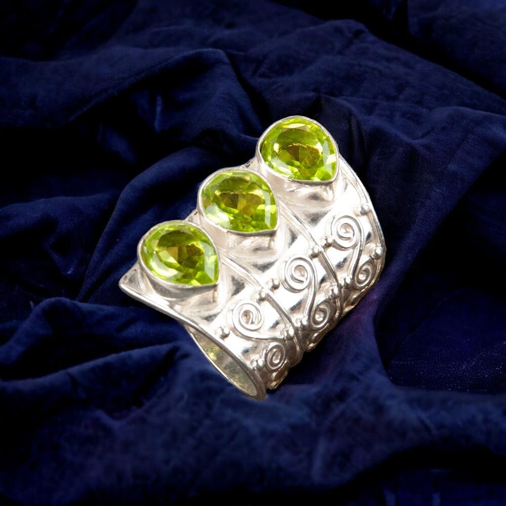 Peridot Gemstone 925 Stamped Silver Handcrafted Jewelry Ring Gift For Girlfriend RR-20-11