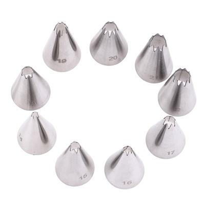 9Pcs Bicos de confeitaria para confeitaria Ponta de decoração de aço inoxidável para bolos