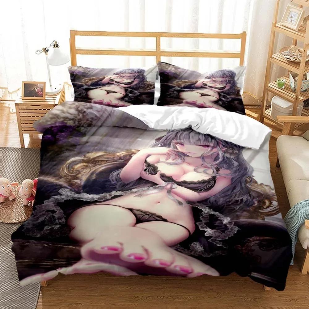 Sexy Anime Beauty Digital Print Polyester Bedding Sets Child Kids Covers Boys Bed Linen Set for Teens Bedding Set
