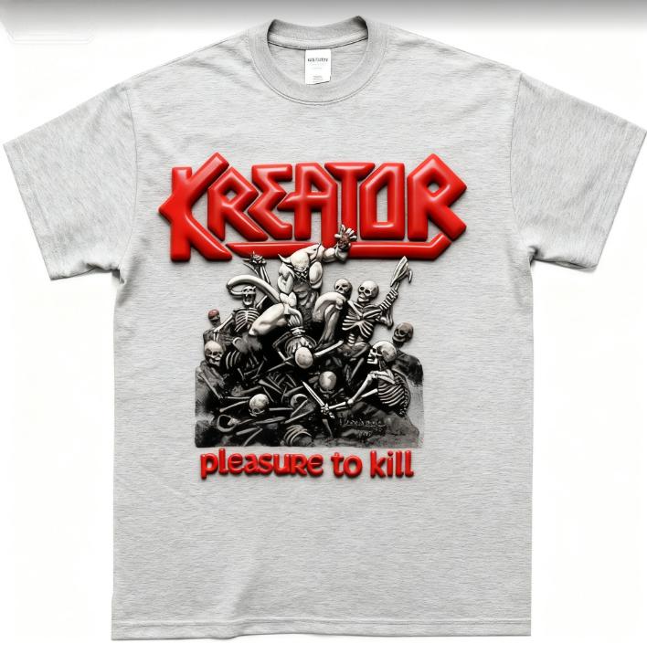 

2025 American Vintage Kreator Happy Killing Shirt Men s cotton T-Shirt Summer New Vintage Fashion Men s and Women s Streetwear 4XL