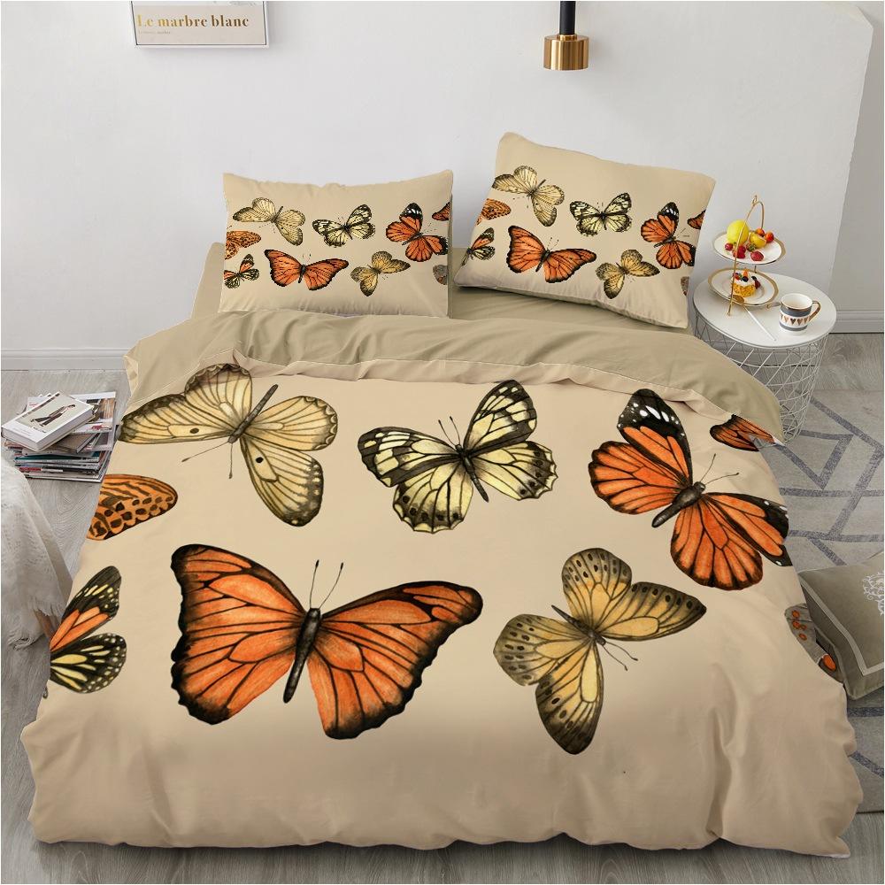 3D Color Butterfly Bedding Set Butterfly Flower Duvet Cover 2/3 Pieces Twin Super King Home Soft and Easy To Clean Zippered Home Decoration Set