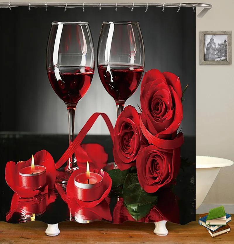 Blooming Flowers Rose Butterfly Shower Curtain Waterproof Modern Bathroom Decor, Waterproof Fabric Shower Curtain with Hooks