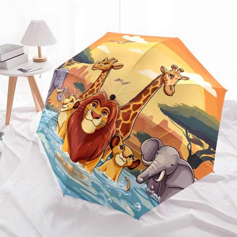 Animal pattern, automatic folding umbrella, portable and foldable design, 8 ribs, a Christmas or birthday gift.