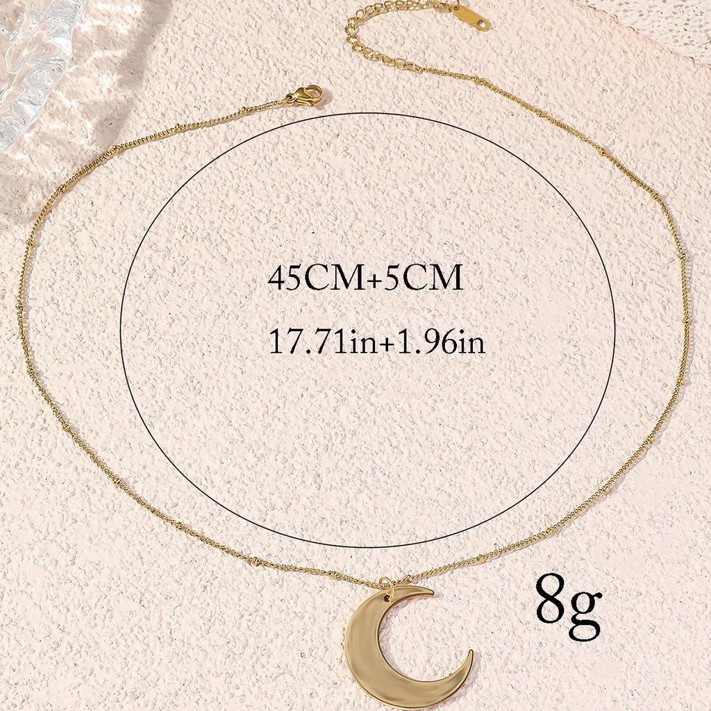 Versatile Crescent Pendant Necklace: 4-Color Titanium Steel Clavicle Chain