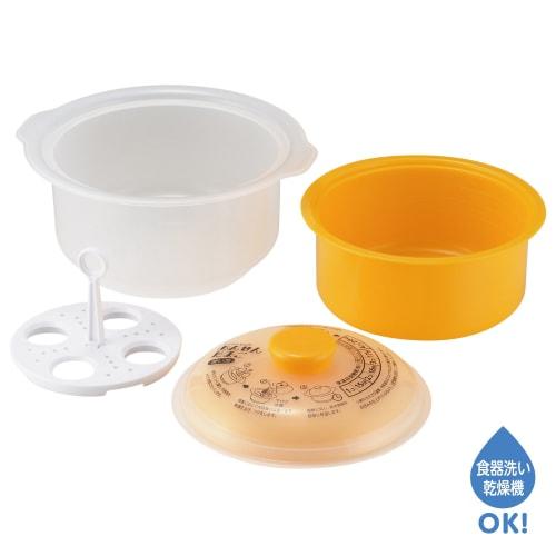 Akebono Sangyo Onsen Tamago Maker, Made In Japan, Simply Add Boiled Water and Make Up To Four Onsen Tamago At a Time, Double-Layer Lid and Body, Ezegg