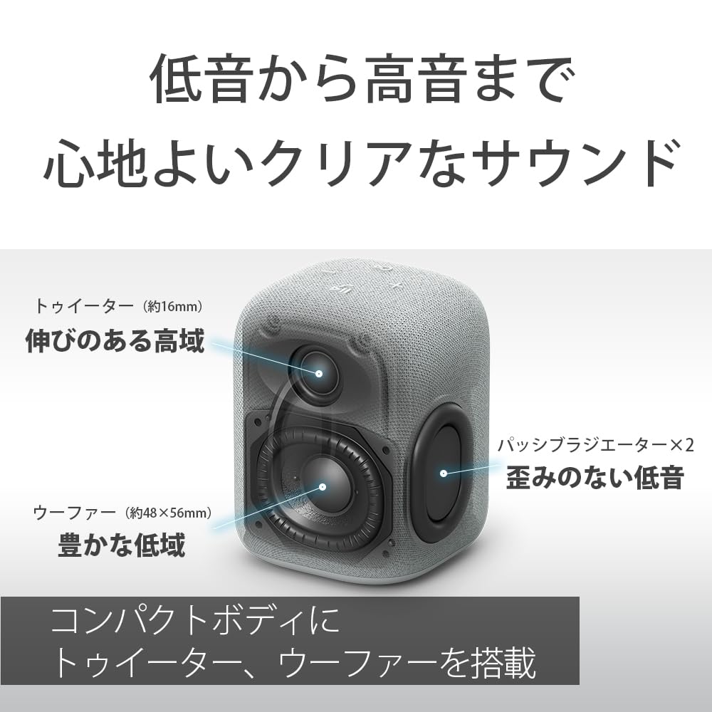 Sony LinkBuds Speaker Bluetooth Compact Clear Long Battery Strap HC Light Gray Speaker, Body, Sound, 25-Hour Life, Water-Resistant, Included, SRS-LS1