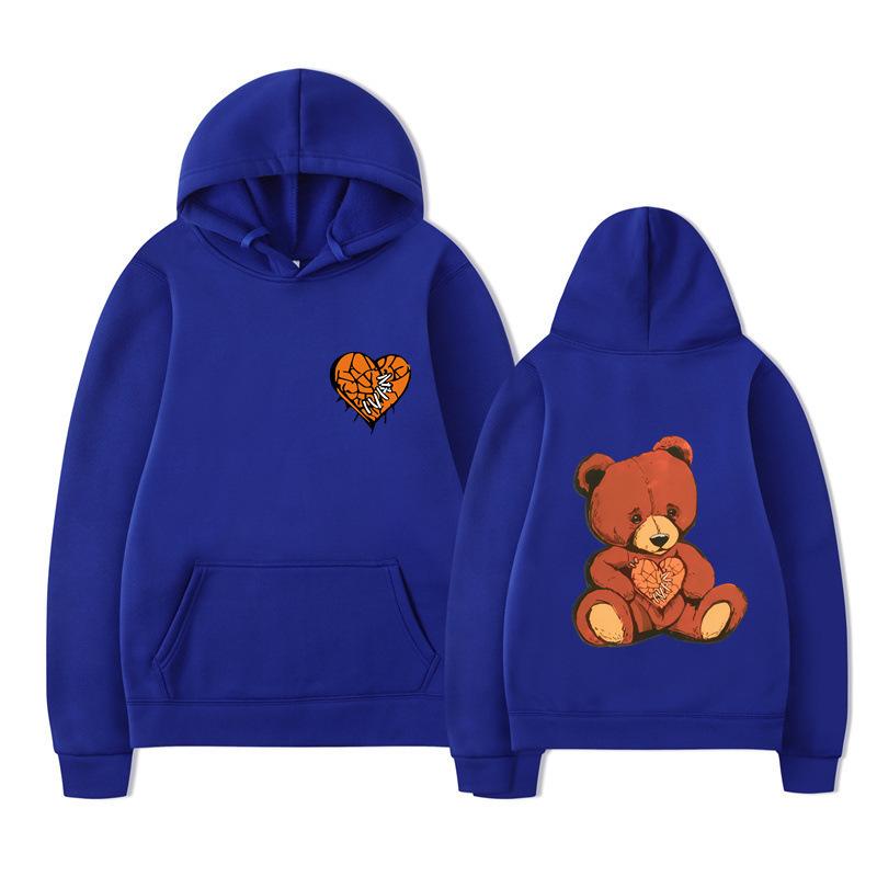 Spring Autumn Fashion Women's Teddy Printed Hoodie Versatile Comfortable Casual Sports Long Sleeve Hoodie