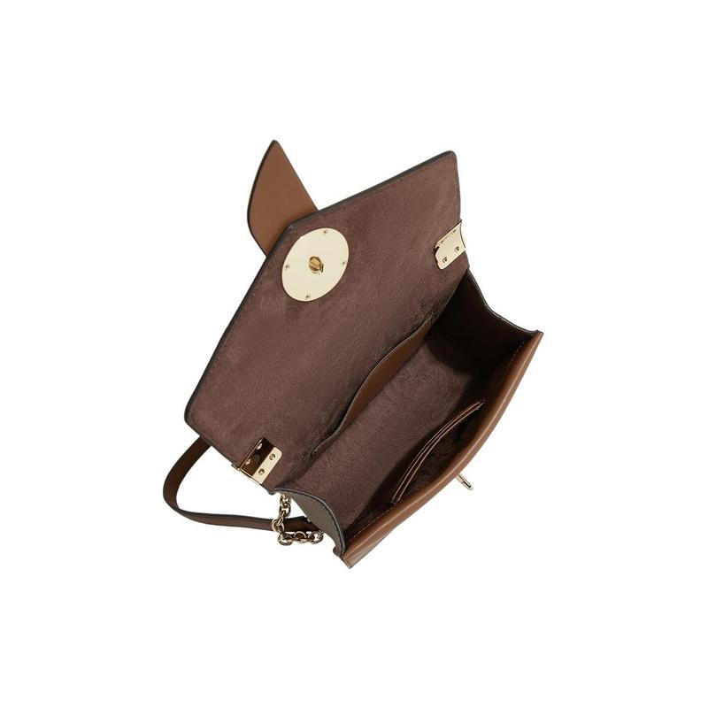 MICHAEL KORS Greenwich chain element letter LOGO flap cow leather envelope bag crossbody bag shoulder bag small size women's brown