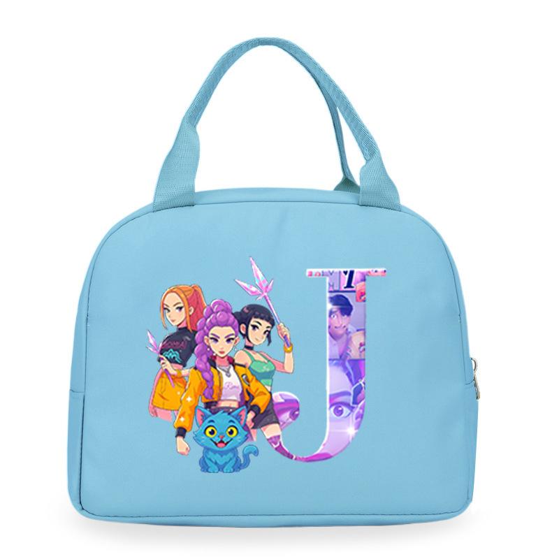 Trend Kpop Anime Cartoon Peripheral 26 Letter Printing Bento Bag Commuter Portable Lunch Box Bag