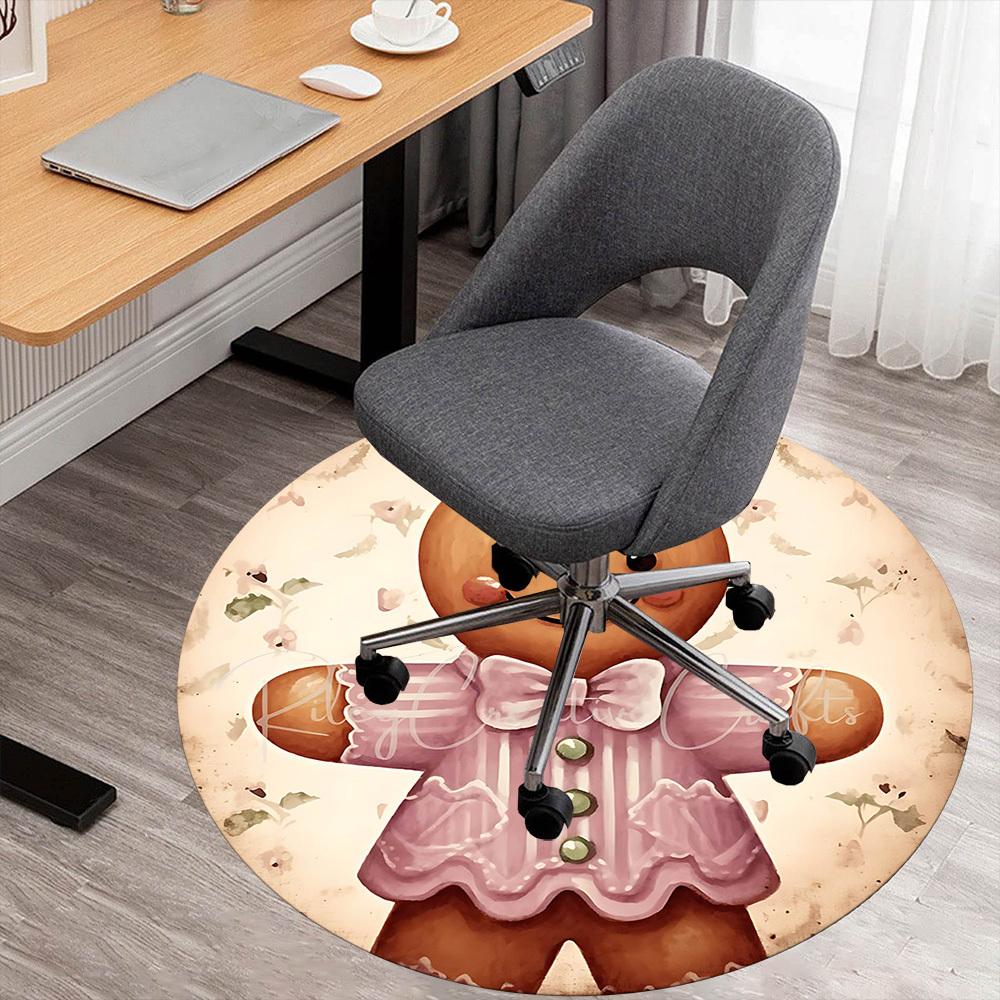 

1pc Gingerbread Man Round Chair mat Area Rug - Non-Slip, Floor Mat for Office, Bedroom, and Indoor Decor -1002271 80cm by 80cm