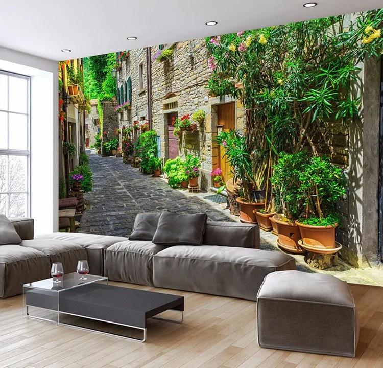 European 3d Wallpaper Town Street Mural Modern Spatial Expansion Living Room Backdrop Wall Mural Decor