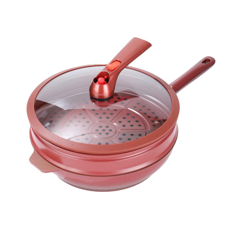 Xiaocaiya 32cm Titanium Alloy Micro-Pressure Wok with Steamer