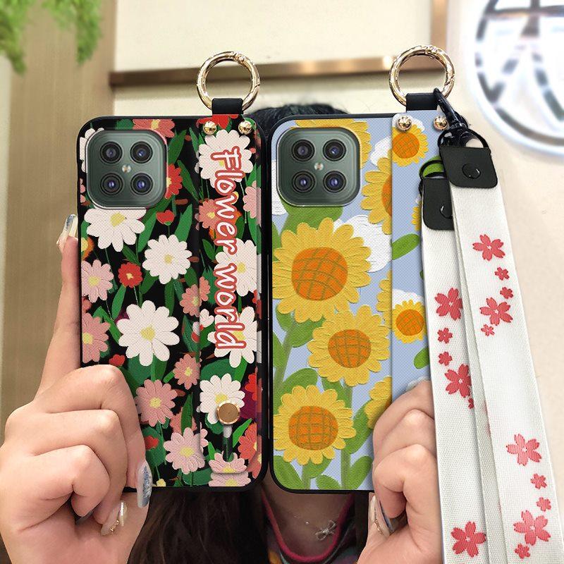 Shockproof Back Cover Phone Case For Cubot C30 Soft case Durable Flower Phone Holder Ring Wrist Strap Dirt-resistant