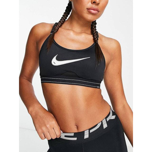 

Черный спортивный бюстгальтер с легкой поддержкой Nike Training Indy NSW Swoosh