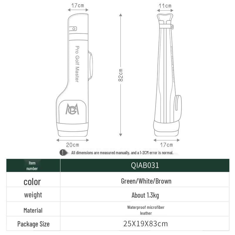 PGM Ultra-light Waterproof Golf Club Bag - Half-length, Holds 14 Clubs, Unisex Design