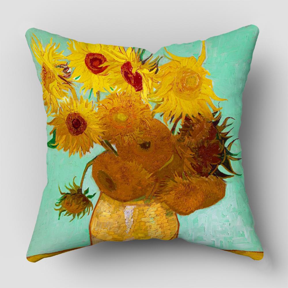 Van Gogh Oil Painting Print Collection Decorative Pattern Home Pillowcase Square Office Decor Cushion Cover pillow cases