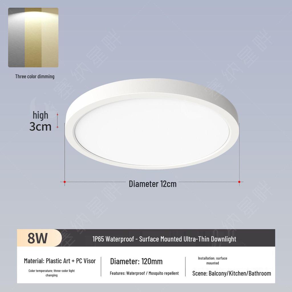 Waterproof LED Ceiling Light for Kitchen, Bathroom, and Outdoor Areas