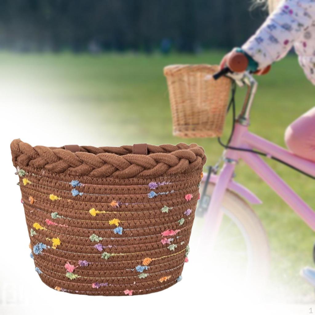 Dětský koš na kolo Dětský odnímatelný na popruhy Přední řídítka Tkaný z látky a provazu pro