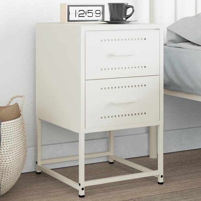 VidaXL Bedside Table White 36x39x60.5 Cm Steel, Cabinet, Side Cabinet, Phone Stand, Bedside Table, Furniture 846468