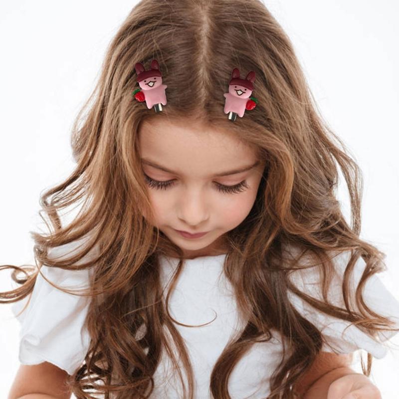 2PCS Adorable Rabbit Shaped Hair Accessory With Strawberry Design Practical Plastic Resin For Festival Occasion