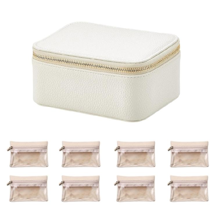 Stylish Faux Leather Jewelry Keeper Portable Jewelry Organizers Box Travels Friendly Jewelry Container with 8 Pockets