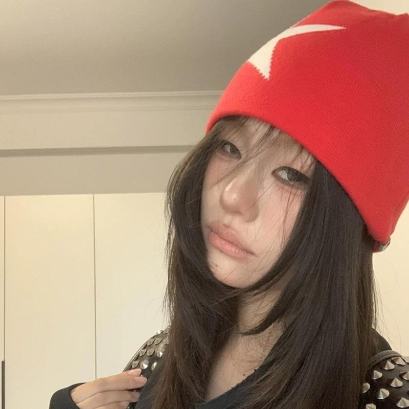 Acrylic Knit Beanies Star Print Stretchable Fit Winter Hat For Men Women Casual Cap Unisex Soft Warm Outdoor Activities