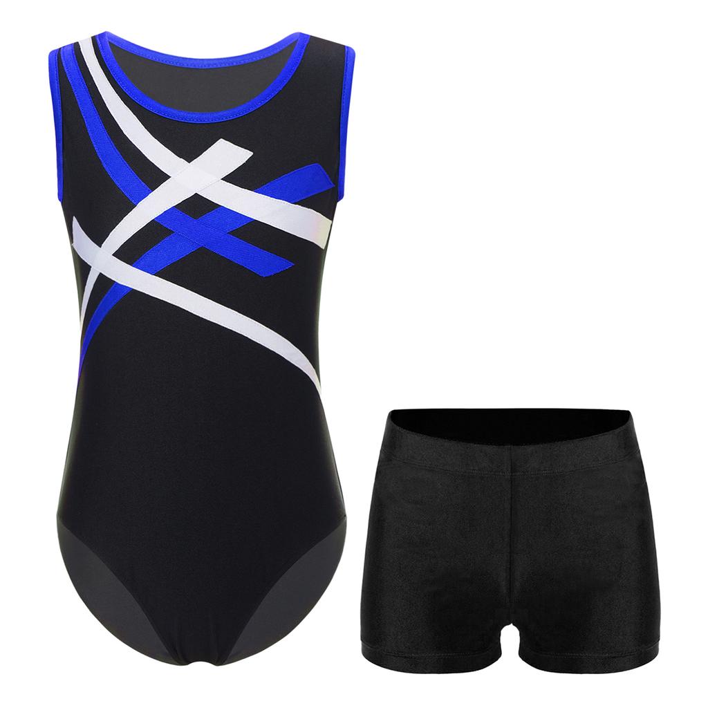 Jungen Kontrastfarbe Ärmellos Patchwork Trikot Body Anzug Shorts Gymnastik Outfit