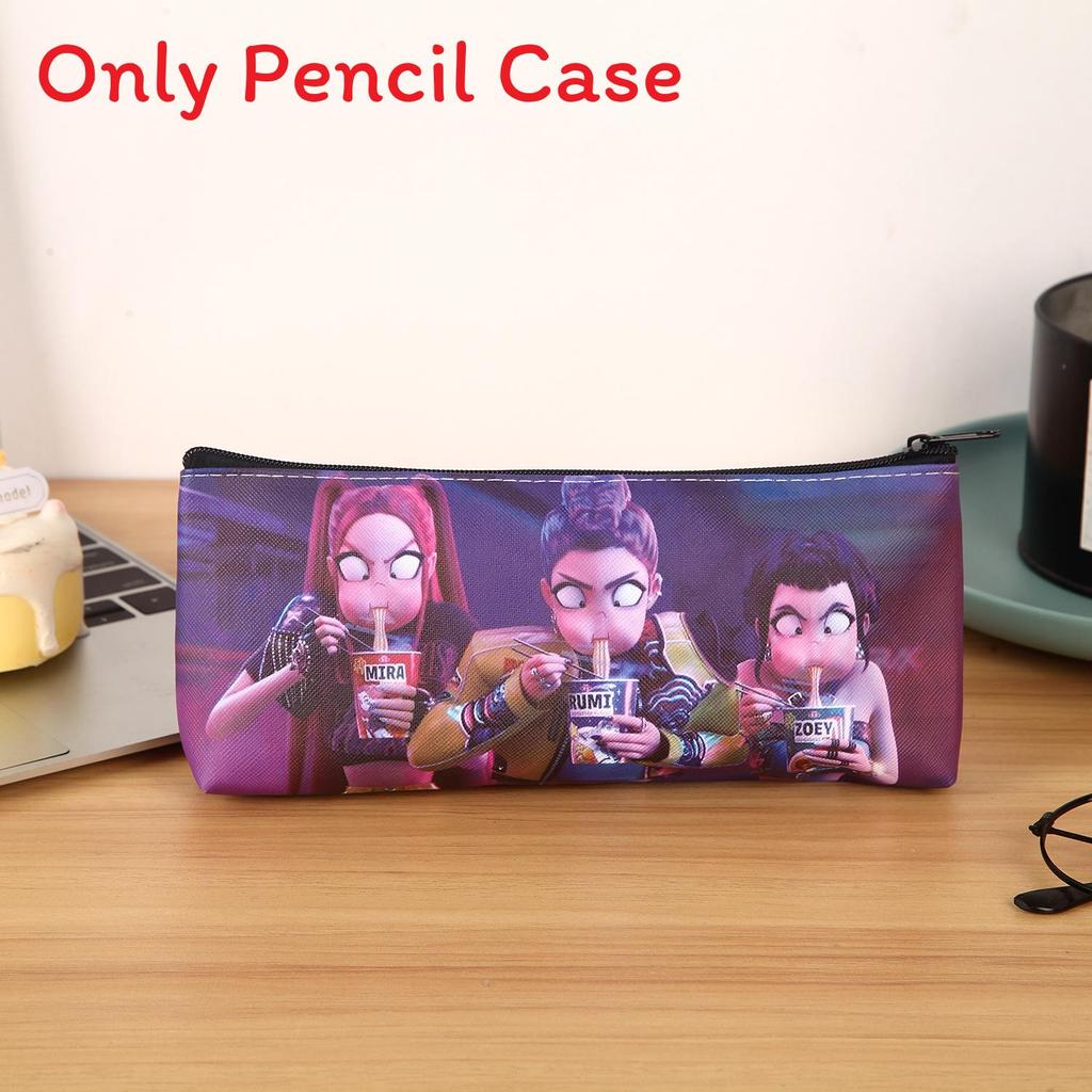 Kpop Demon Hunters Pen Case Large Capacity Pu Storage Bag For Students And Office Use