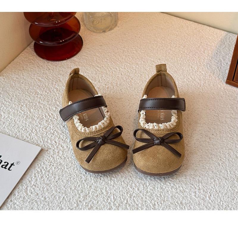 Girls Bowknot Lace Shallow Mouth Soft Sole Princess Leather Kids Shoes