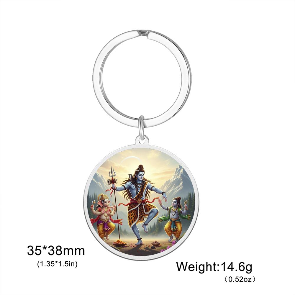 Dawapara Hindu-Gott Amulett Herr Ganesha Schlüsselanhänger Shiva Parvati Anhänger UV-graviert Spirituelles Geschenk Edelstahl Yoga Schmuck