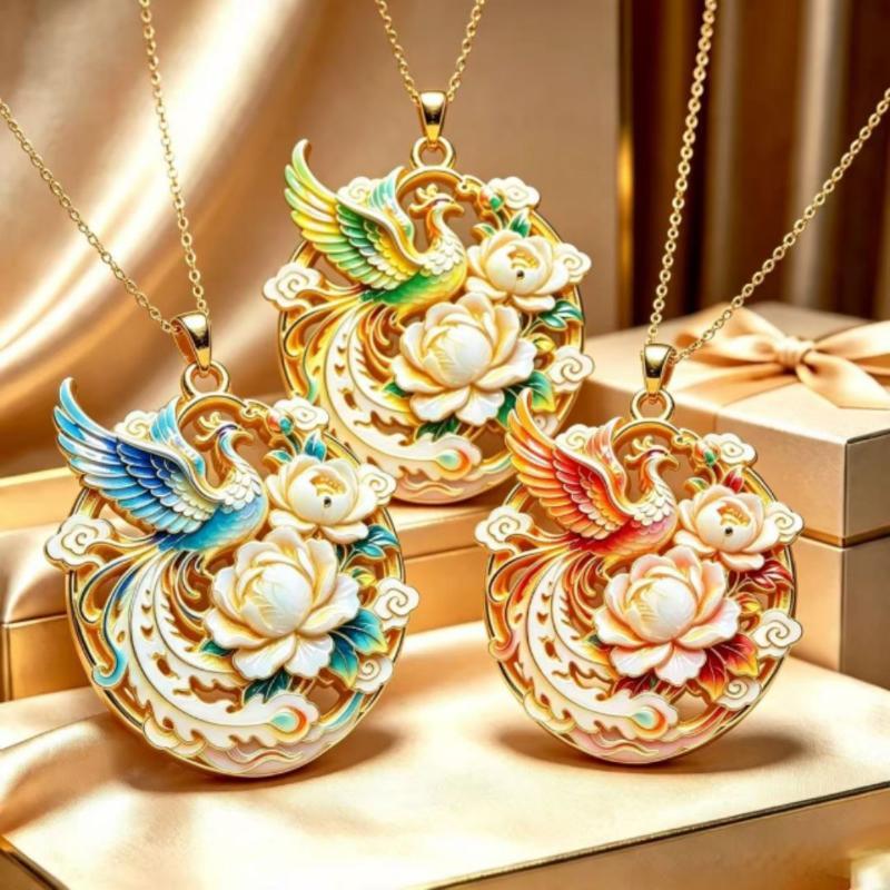 Nine Tailed Fox Enamel Pendant Necklace Unique Chinese Mythology Design 1PC Anti-rust Jewelry for Women Daily Collocation