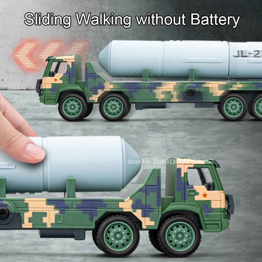 1:50 DF-41 JL-2 Toys Cars Model Slide Forward Rubber Tires Miniature DF-5B Missile Launch Military Vehicle for Child Adult Gifts