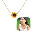 Charm Romantic Princess Gold Plated Pearls Flower Pendant Sunflower Necklace Chain