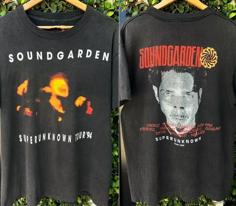 SOUNDGARDEN Band 90s Shirt Retro Style 2 Side Black Unisex Shirt S-5XL WA2334 Unisex T-Shirt L