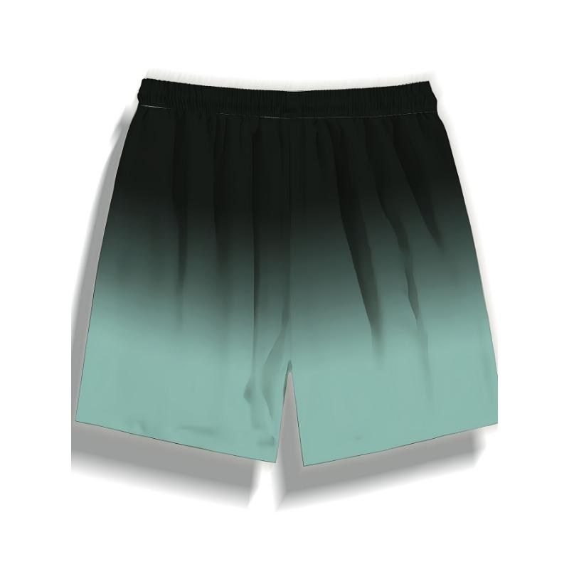 Gradient print men's casual fashion sports shorts loose and comfortable gym men's swimwear beach shorts