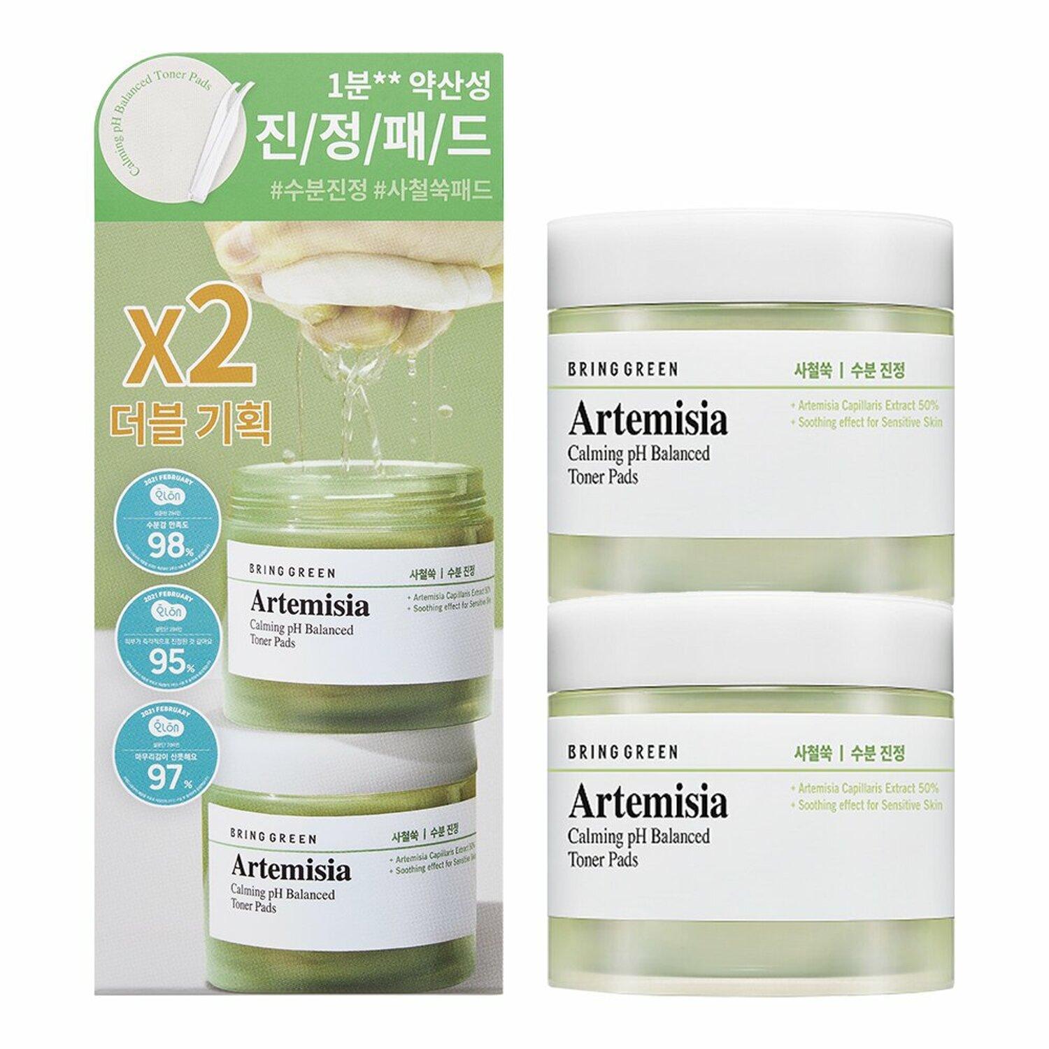 

BRINGGREEN Успокаивающие тонер-подушечки Artemisia со сбалансированным pH, 75 листов, специальный набор «2 в 1» (2105 Блок питания)