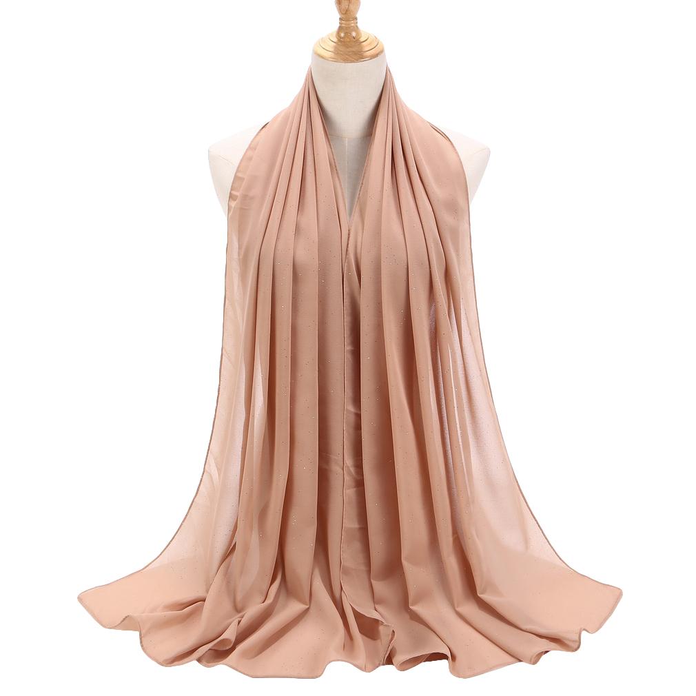 Women's Chiffon Shawl, Glitter Gold Powder Scarf, Chiffon Hijab for Party/Beach
