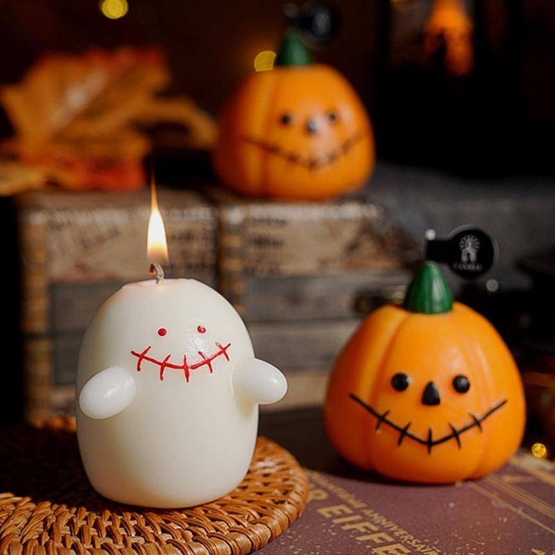 Halloween Kürbis Schädel Geisterhaft Kerze Gruselige Duftwachs Kerze Tischdekorationen Aromatherapie Kerze Heimdekorationen
