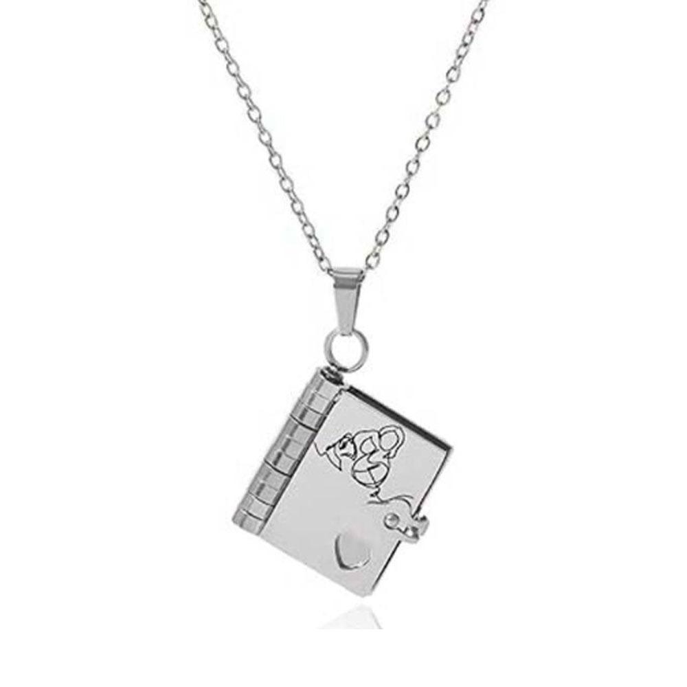 

Openable Granddaughter Book Necklace Stainless Steel Gold Color Message Mini Book Pendant Necklace Creative Gift
