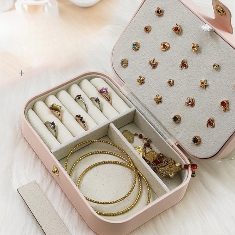 Portable Travel Jewelry Storage Box, Earrings, Necklaces, Jewelry Rings, Organizing Storage Box