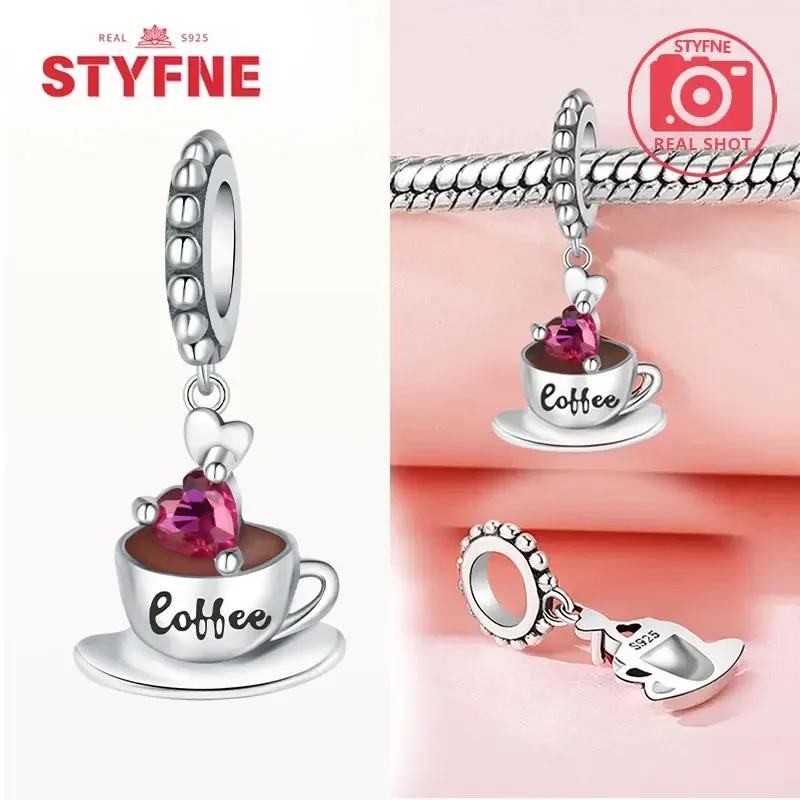 Coppermoe Paw Coffee Cup Beads Pendant Fit Charmscopper Original Bracelet For Women Fine Jewelry Diy Gifts