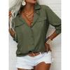Long - Sleeve Button - Up Double - Pocket Lapel Casual Women's Blouses & Shirts