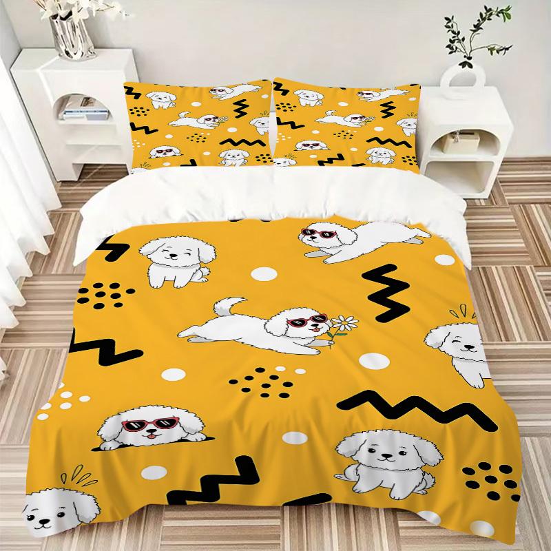 3pcs Puppy Playful Bedding Set, Includes 1 Comforter + 2 Pillowcases, Without Pillow Inserts, Soft Comfortable, Lightweight Breathable082
