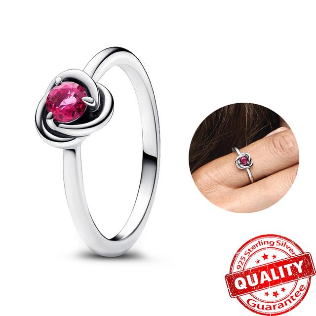 Neu S925 Sterling Silber Fingerring 12 Monat Birthstone Eternity Kreis Ringe Edlen Schmuck Geburtstagsgeschenk