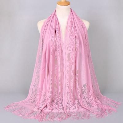 Polyester Hollow-out Tassel Scarf Fashion Breathable Monochrome