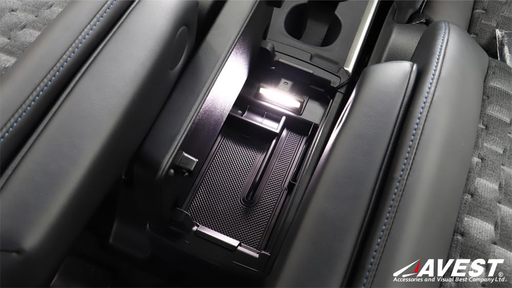 AVEST Console Tray with Charging, USB Type-C, and LED Lights for the New Noah/Voxy 90 Series. Interior Parts and Accessories. Center Console Box.