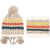 Women Knitted Beanie Hat Scarf Set Warm Thick Crochet Pompoms Hat Neckerchief for Outdoor Ski Snowboard