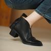 Fashion 2025 Autumn Women Boots Pointed Toe Chunky Heel Sheepskin Leather Women Shoes Short Modern Boots Winter High Heel Mid-calf Boots